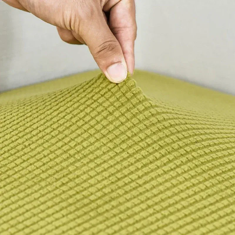 Color: Yellow, Specification: 80*80cm - Jacquard Sofa Cushion Cover for Living Room Pets Kids Furniture Protector Polar Fleece Stretch Washable Removable Couch Covers
