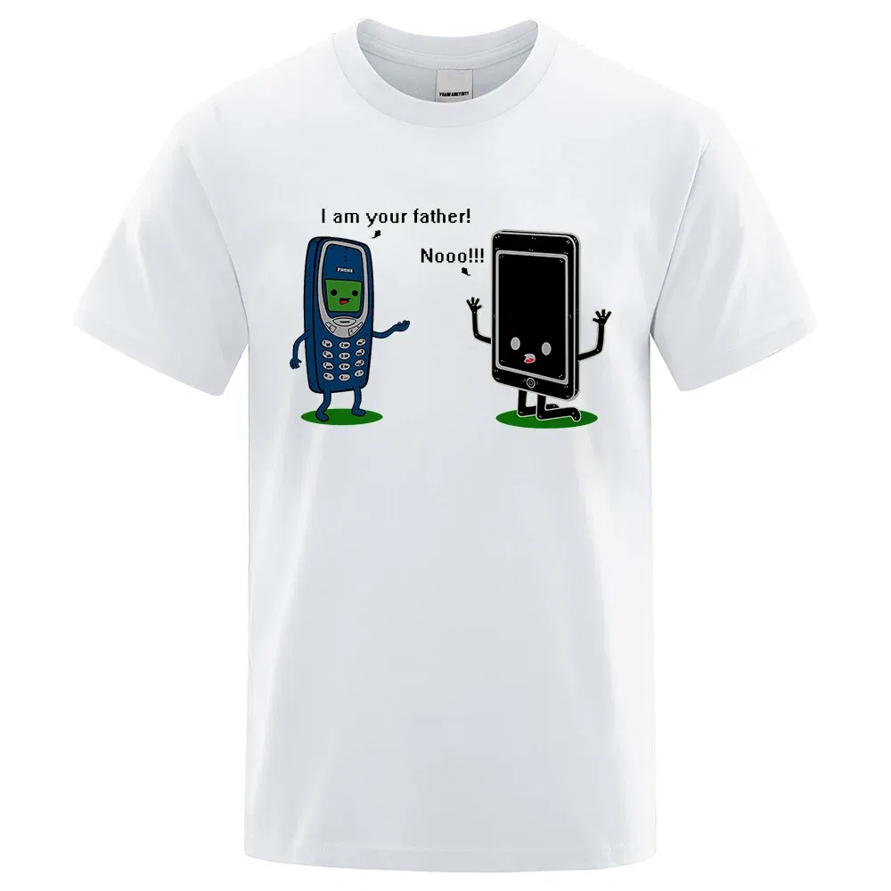 Color: GRAY, Size: XXL - I'm your father Funny phone T-Shirts Men Women Casual Short Sleeve Crewneck Breathable Tops Cotton Summer Hip Hop Tee Clothing