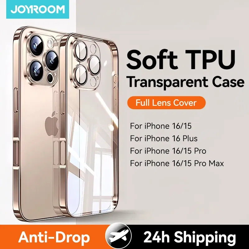 Color: black, Material: Nylon - Joyroom Case For iPhone 16 15 14 13 Pro Max Transparent Cover For iPhone 16 Pro Max Soft TPU Anti-drop Case With Len Protection