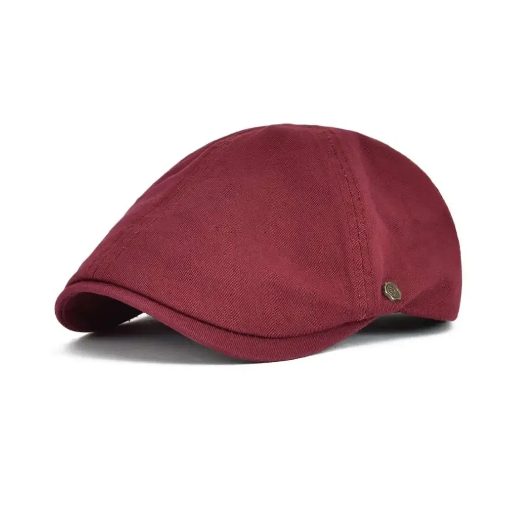 Color: Red, Hat Size: One Size - VOBOOM Classic Cotton Flat Cap Ivy Caps Men Women Newsboy Cabbie Driver Hat Season Flat CapSolid Color Casual Camouflage Beret