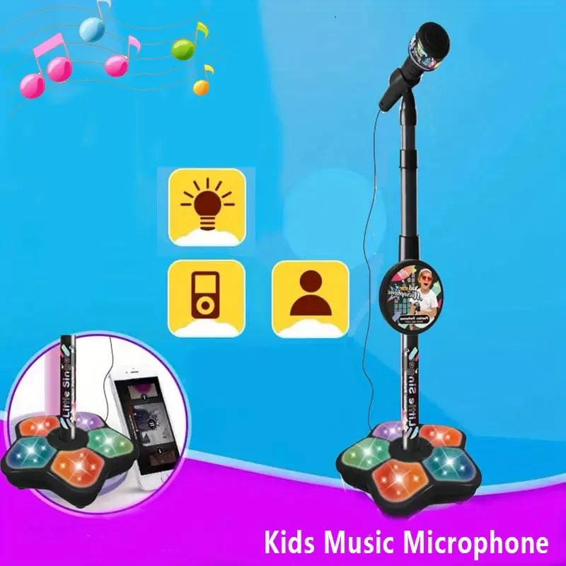 Microphone With Stand Karaoke Song Music Instrument Toys Brain-Training Educational Toy Birthday Gift For Girl Boy As Halloween, Chrismas