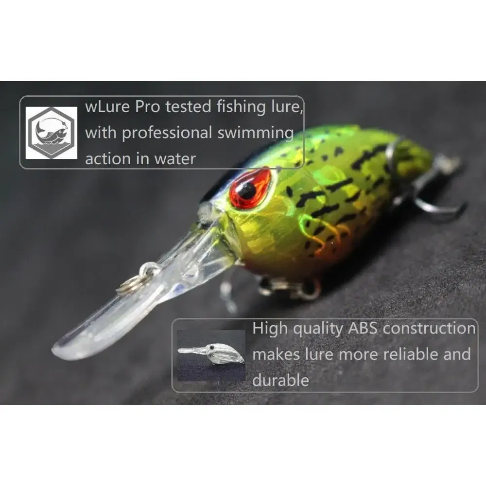Color: plum - wLure Crankbait Wobble Fishing Lure 6cm 5g Deep Diving Tight Action Fresh Water Hard Bait Floating 8# Hooks Insect Bait C770