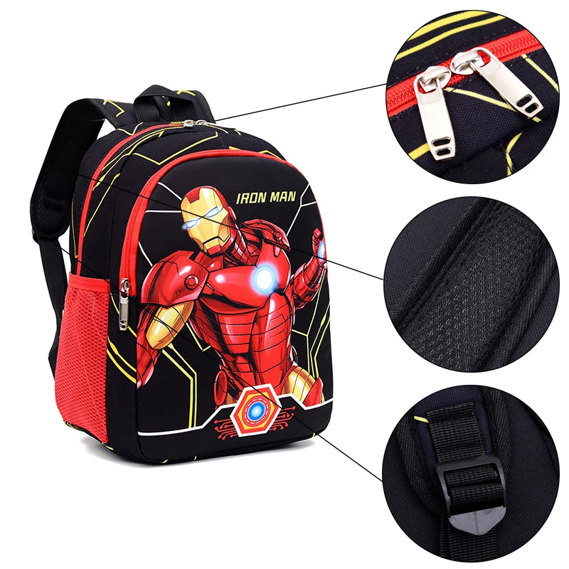Color: Blue - Disney Marvel Series Backpack Boy's Primary School Schoolbag Double-layer Cartoon Spider-Man Backpack For Boys Gift
