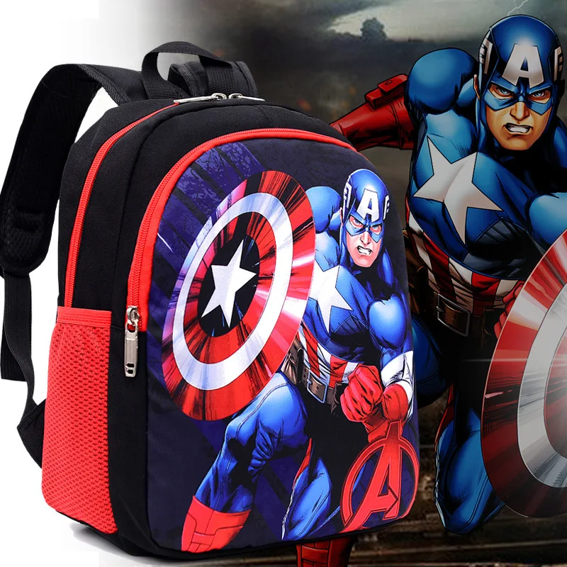 Color: Blue - Disney Marvel Series Backpack Boy's Primary School Schoolbag Double-layer Cartoon Spider-Man Backpack For Boys Gift
