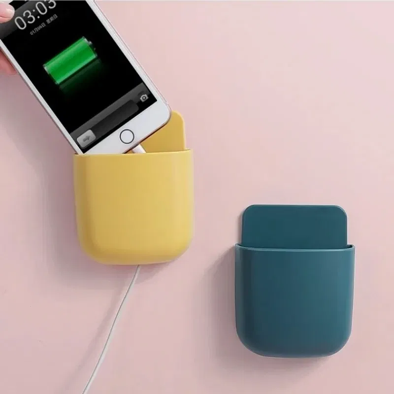 Color: Yellow - White Wall Hanging Storage Box Household Living Room Conditioner Remote Control Bedside Phone Storage Holder Organizer Box Shelf