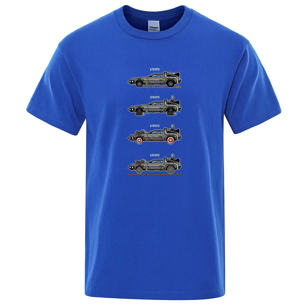 Color: SKY BLUE, Size: M - Retro Style Back To The Future Print Funny Tshirts Men Women Cotton T-Shirts Oversized Loose Tee Clothes Harajuku O-Neck Tops