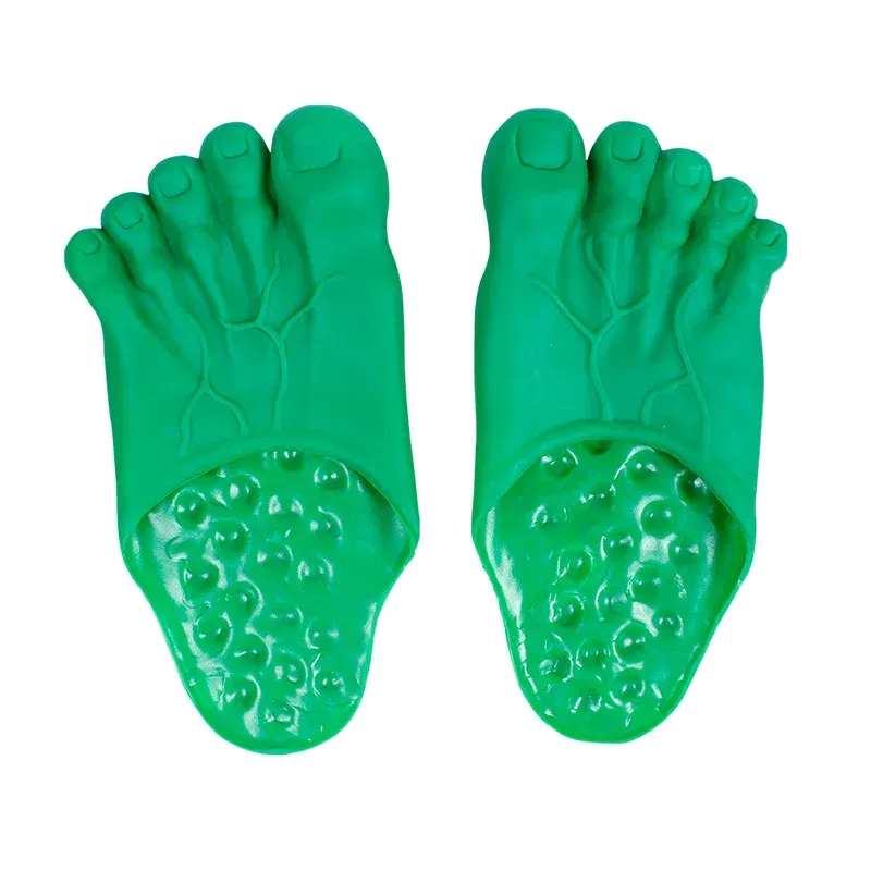 Color: Beige, Shoe Size: One Size - Funny Man Slippers Women Footwear Shoes Fashion Outdoor Beach Couple Slippers Role Playing Bigfoot Amazing Sandals Of The Hulk