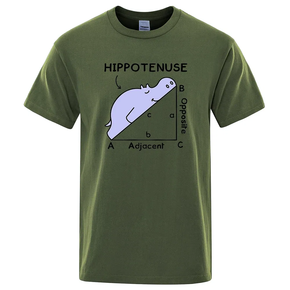 Color: WHITE, Size: XXXL - Hippotenuse Opposite Adjacent Funny Printed Men Women T Shirts Trigonometric Functions Cotton Short Sleeve Streetwear T-shirt