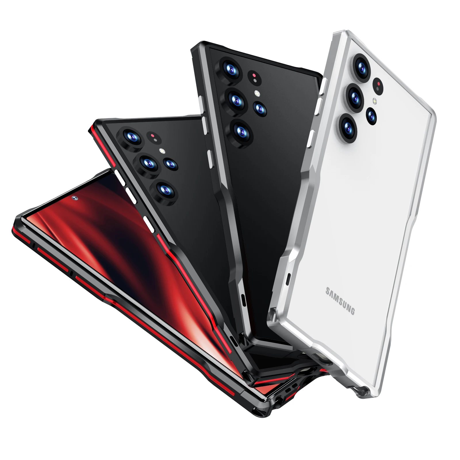 Color: black, Material: Cotton - Luxury Aviation Aluminum Alloy Bumper Phone Case For Samsung Galaxy S25 S24 S23 S22 Ultra S25Edge Metal Frame Shockproof Cover