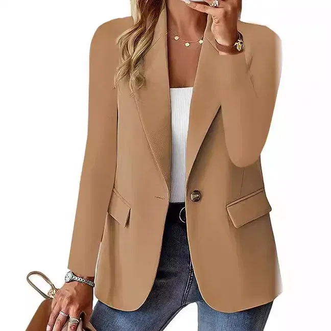 Color: Burgundy, Size: XXL - Womens Spring Winter Down Full Long Sleeve Coat Autumn Blazer Button Outwear Suit Cardigan Female