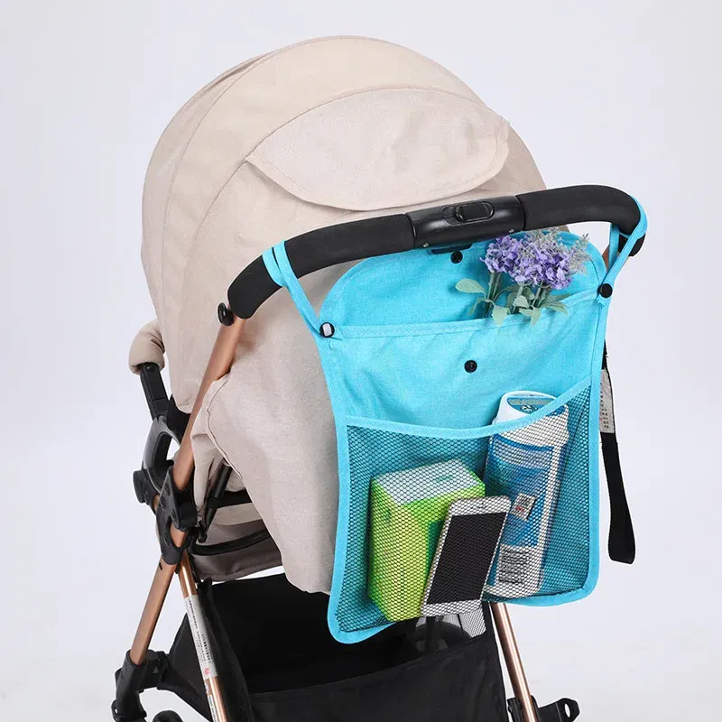 Color: light green, Ships From: CHINA - Pet Stroller Organizer Bag Infant Pram Cart Mesh Hanging Storage Bag Baby Trolley Bag Stroller Seat Pocket Carriage Bag Stroller