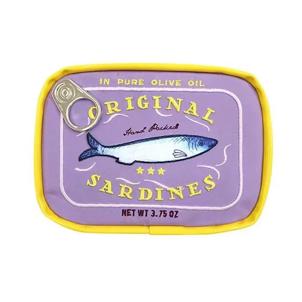 Color: GRAY - Cute Cosmetic Bag Sardines Cans Shape Funny Packages Creative Portable Toiletry Bag Fashion Zipper Small Soft Makeup Bags