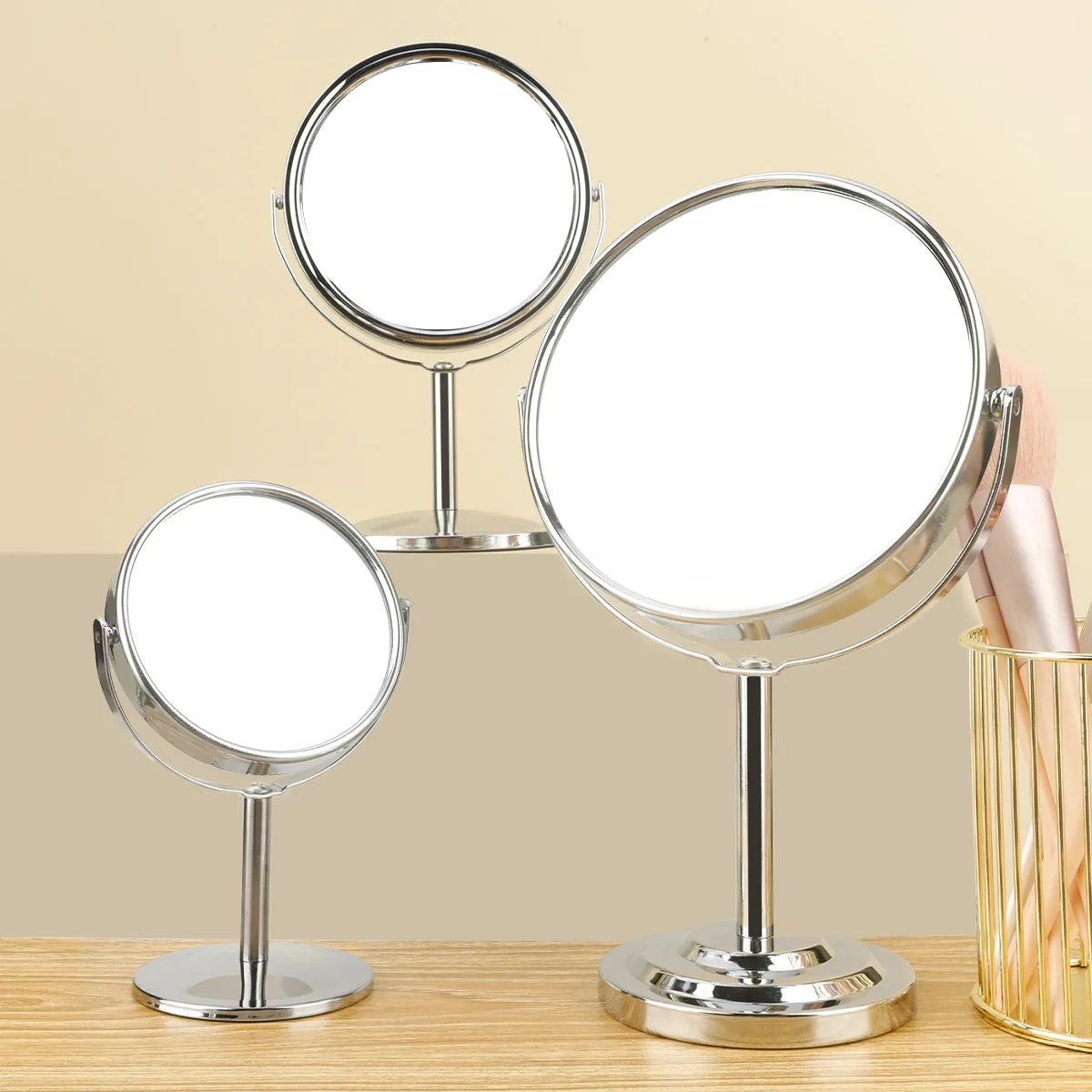Color: green - 3/4/5in Double-Side Makeup Mirror With 2X Magnification Clear Reflection And Easy To Carry Desktop Vanity Mirror With Stand