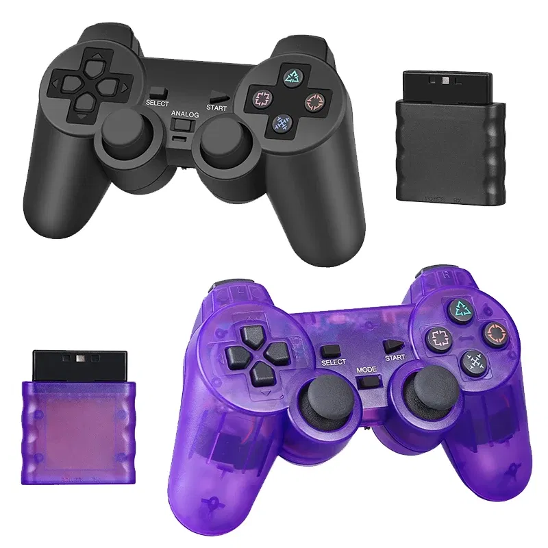 Color: Blue - Wireless Gamepad for Sony PS2 Controller for Playstation 2 Console Joystick 2.4G Double Vibration Shock Joypad USB PC Game