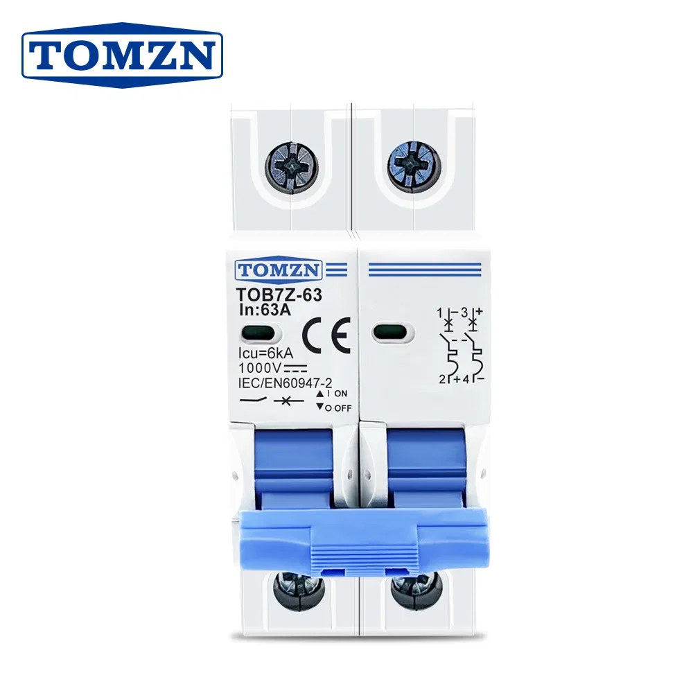 Rated Current: 63A - 2P DC 1000V Solar Mini Circuit Breaker 3A 6A 10A 16A 20A 25A 32A 40A 50A 63A DC MCB for PV System