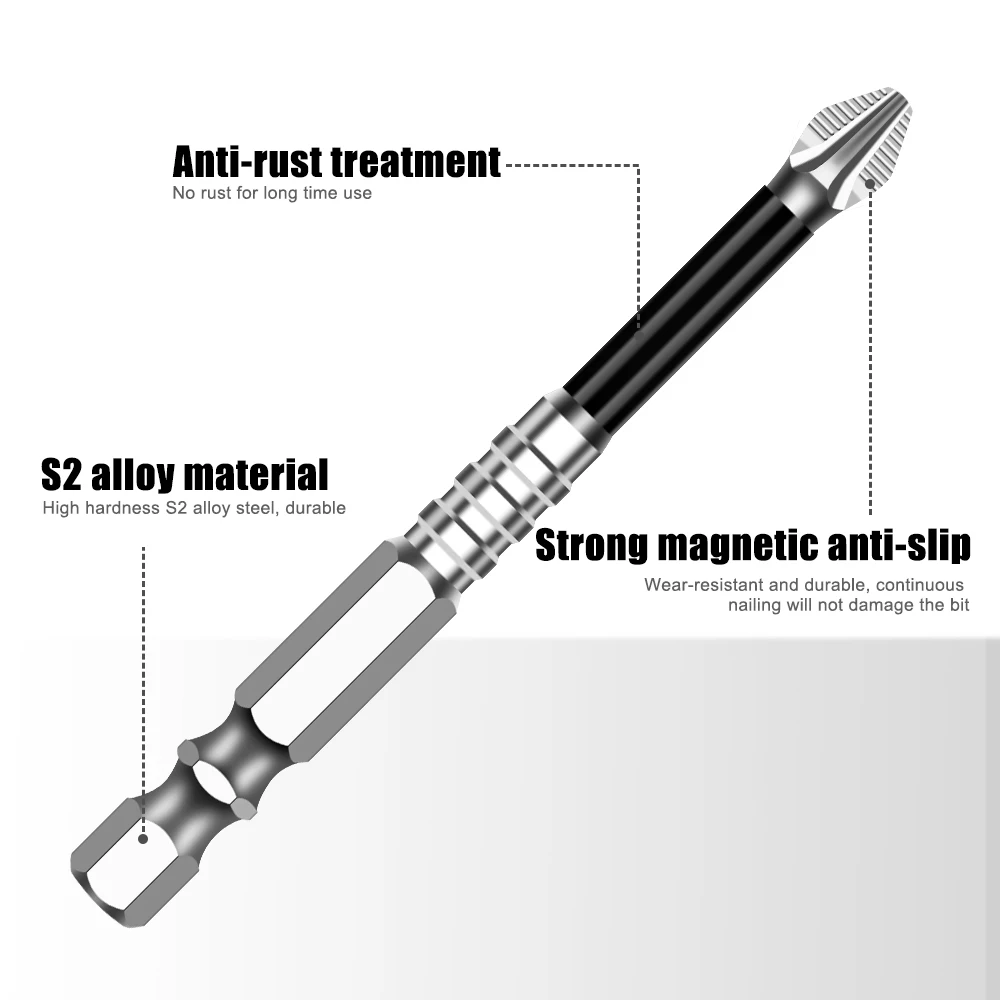 Color: Pink - K5 Non-slip High Hardness Bit S2 Strong Magnetic 5A Black Non-slip Cross Head Electric Drill Electric Screwdriver Bit
