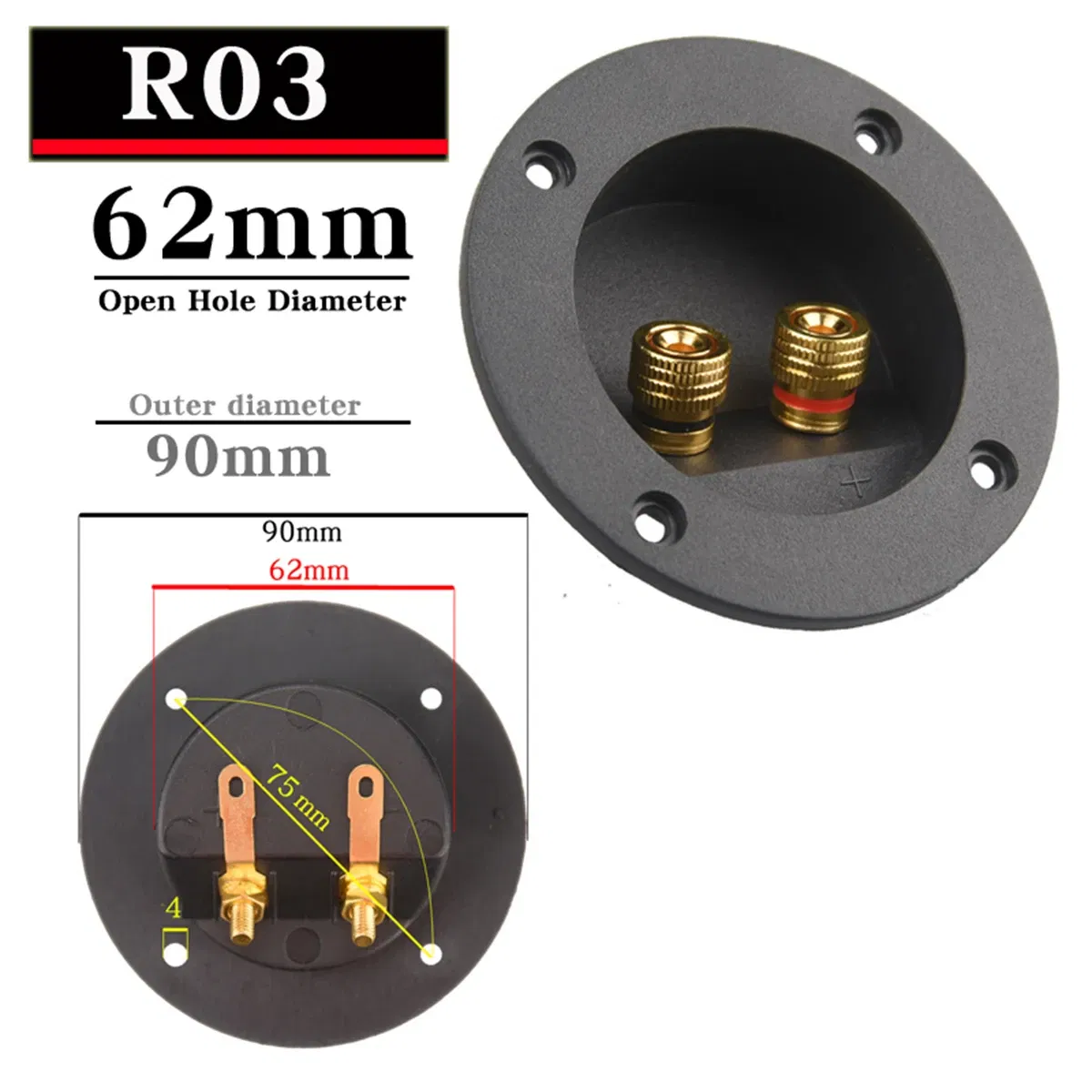 Color: green, Bundle: Bundle 1 - HIFIDIY LIVE Square circle (Install Hole 49-76) speaker junction Box Terminal Shell 2 copper Binding Post Wire Cable Connector