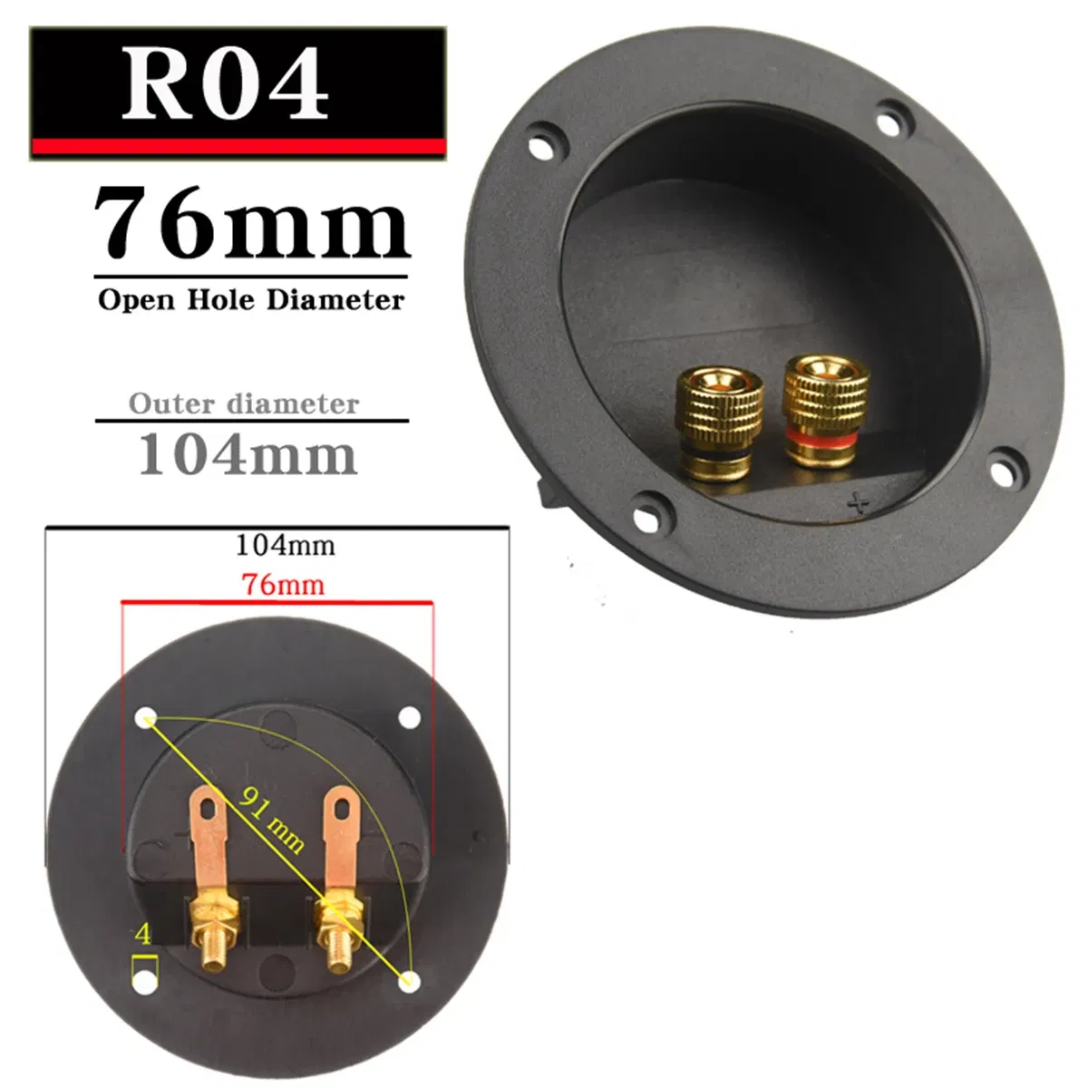 Color: green, Bundle: Bundle 1 - HIFIDIY LIVE Square circle (Install Hole 49-76) speaker junction Box  Terminal Shell 2 copper Binding Post Wire Cable Connector