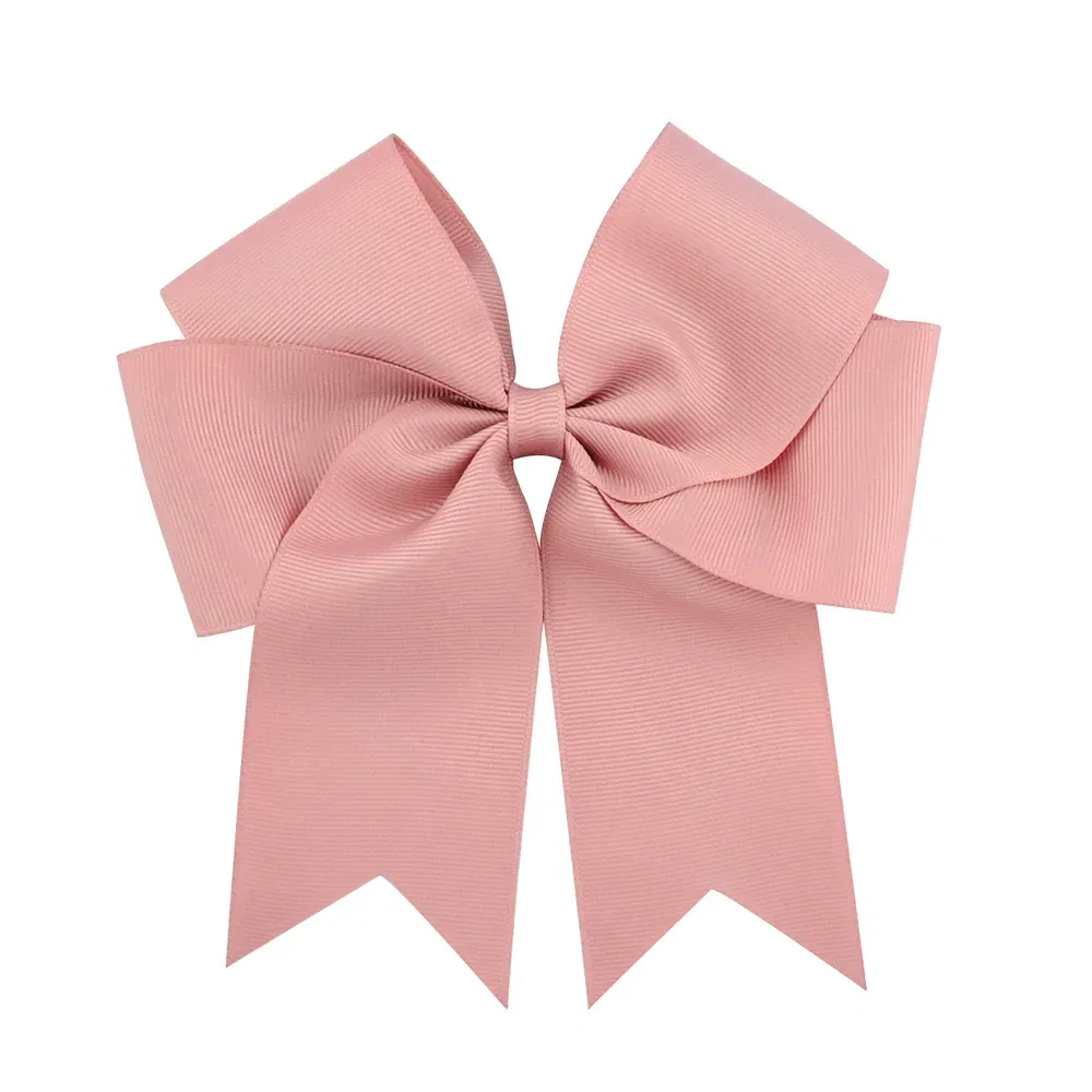 Color: WHITE - 6 Inches Colorful Elegant Hair Bows With Clip Kids Girls Grosgrain Ribbon Hair Clip Hairgrips Headwear Baby Hair Accessories