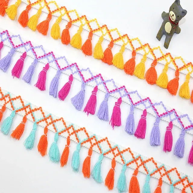 Color: Black Nickel - 1Yard Lace Ribbon Sewing Trim Tassel Trim Lace Fabric Sewing Fringe Sewing Lace Kintted Fabric Handmade DIY Craft Accessories