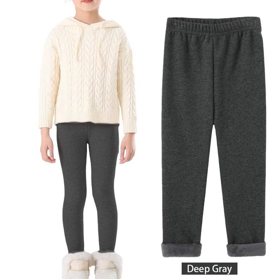Color: Dark Grey, Size: 92, Ships From: CHINA - SheeCute Girls Winter Warm Pants Kids Fleece Lined Leggings for 3-11 Years SCW7101