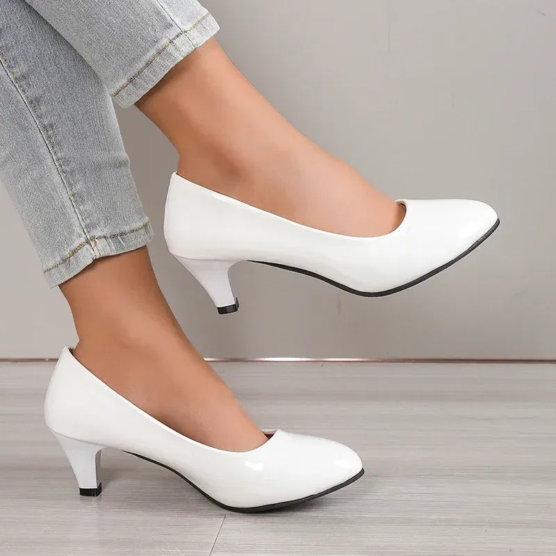 Color: Black, Shoe Size: 38 - Women Pumps Nude Shallow Mouth Women Shoes Fashion Office Work Wedding Party Shoes Ladies Low Heel Shoes Summer Heels Woeman