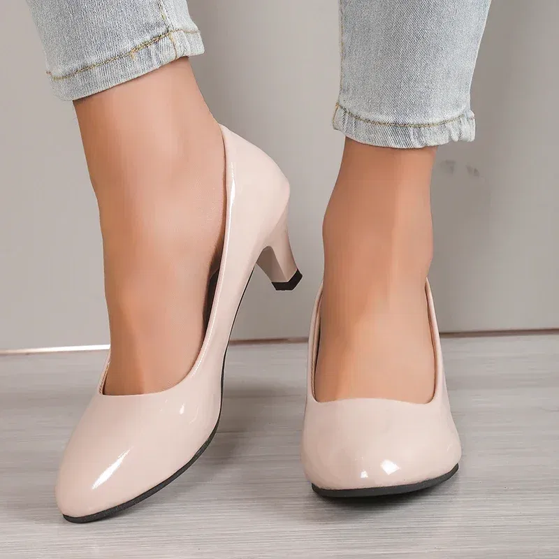 Color: Black, Shoe Size: 38 - Women Pumps Nude Shallow Mouth Women Shoes Fashion Office Work Wedding Party Shoes Ladies Low Heel Shoes Summer Heels Woeman