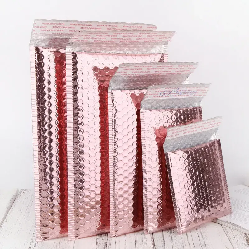Color: Burgundy, Gift Box Size: 13x8x15cm, Gift Bag Size: 9x15cm - 10pcs Multi-Size Rose Gold Aluminum Foil Shipping Mailing Bags Waterproof Express Bubble Bags for Gift Packaging Envelope
