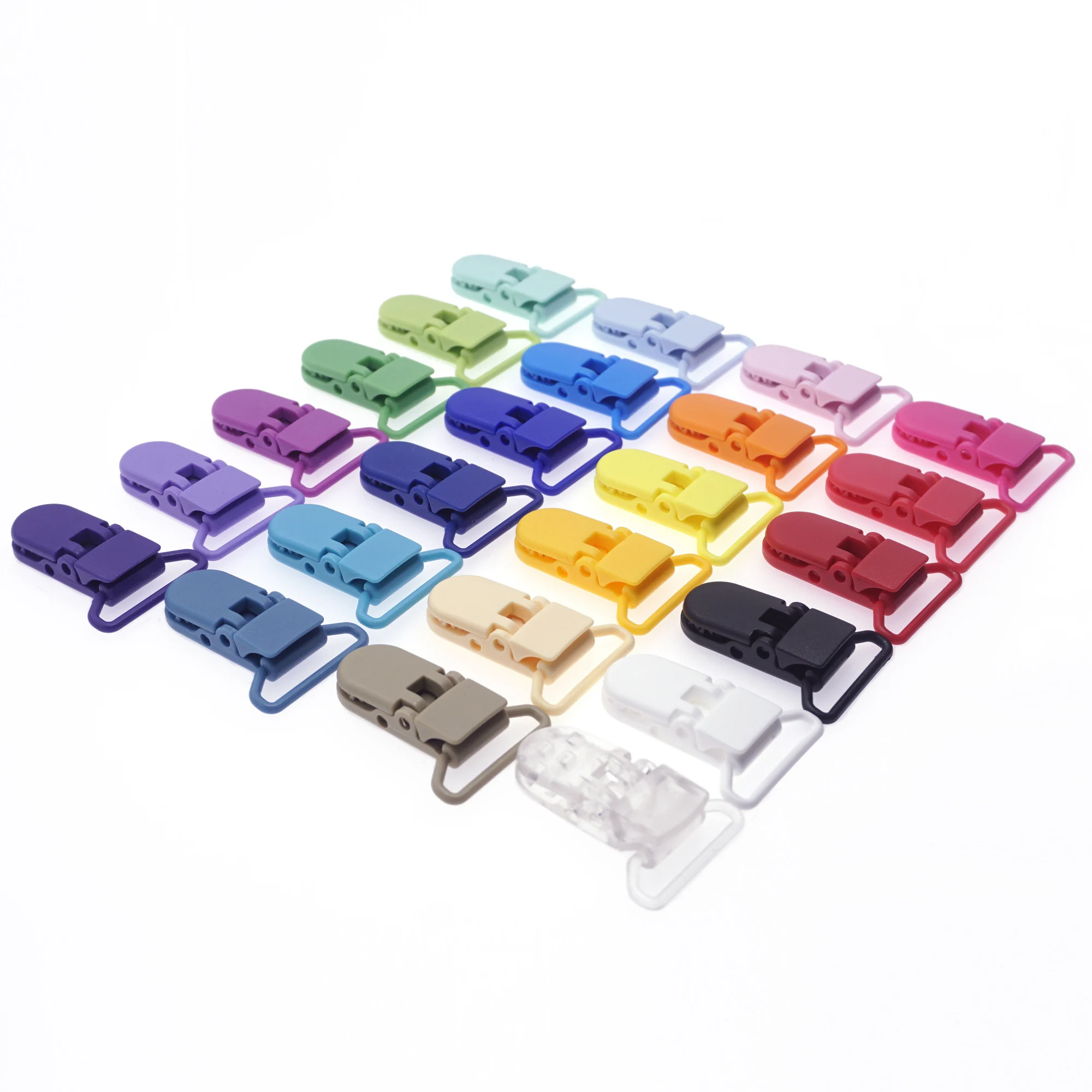 Color: DARK GRAY - 48Pcs Eco-friendly Plastic Baby Pacifier Clips Holder Mix Colors Dummy Soother Bib Suspender Clip Transparent 25MM Free Shipping