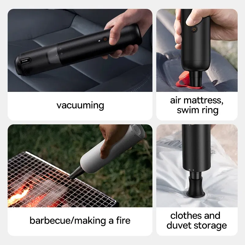 Color: green - Baseus Car Vacuum Cleaner with 12000Pa Powerful Suction Rechargeable Wireless Cleaner Handheld Airflow Pump For Car Home Office
