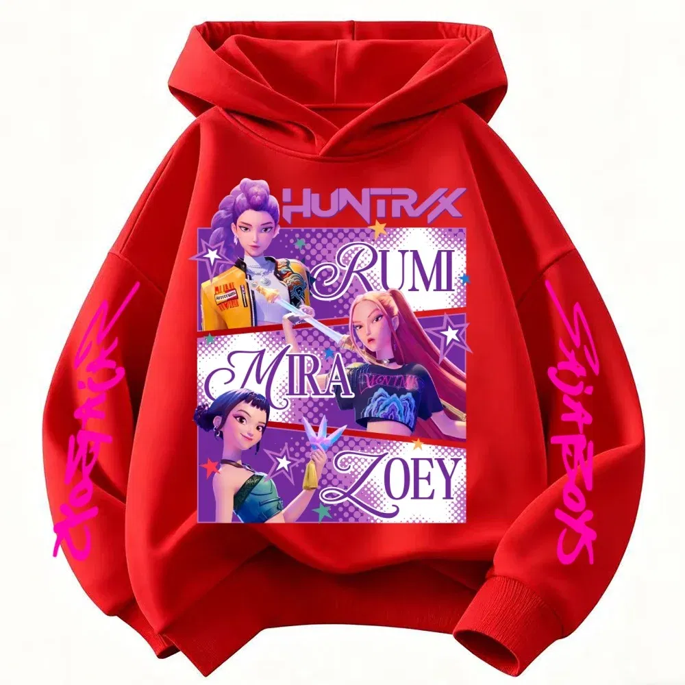 Color: Beige, Kid Size: 6 - KPop Demon Hunters Huntrix Hoodie Kids Clothes Princess Girls Clothing Fashion Boys Clothes Spring Autumn Sweatshirt Child Tops
