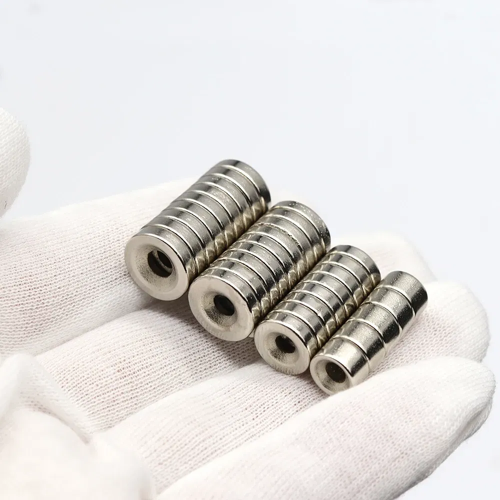 Color: Silver, Size: 1M - Round Magnet 8/10/12/15/20/25/30mm x Hole3/4/5/6mm Neodymium Magnet N35 Permanent NdFeB Super Strong Powerful Magnets With hole