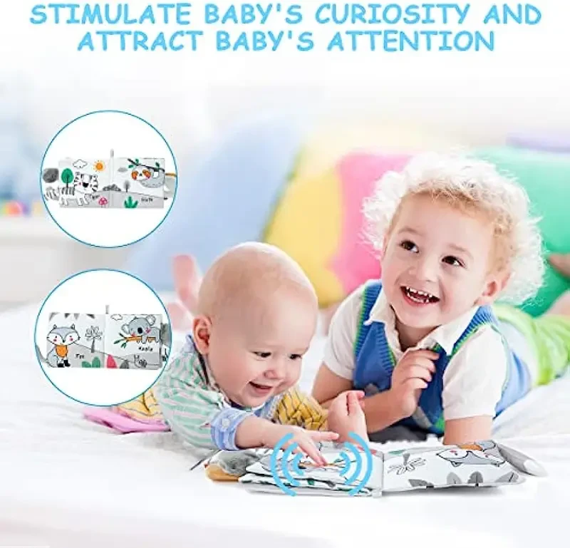 Soft Toys Baby Cloth Books, Baby Soft Books, Baby Bath Cloth Book, 3D Animals Tails Crinkle Sensory Touch And Feel Book (Elephant) Christmas Halloween Thanksgiving Gifts