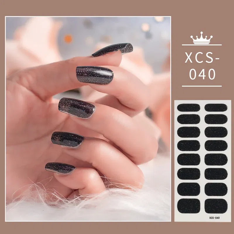 Color: Bronze red - Rose Red Shiny Twinkle Full Cover Nail Stickers Sticker For Nails Self Adhesive Nail Sticker Fashion Nail Stickers Beauty