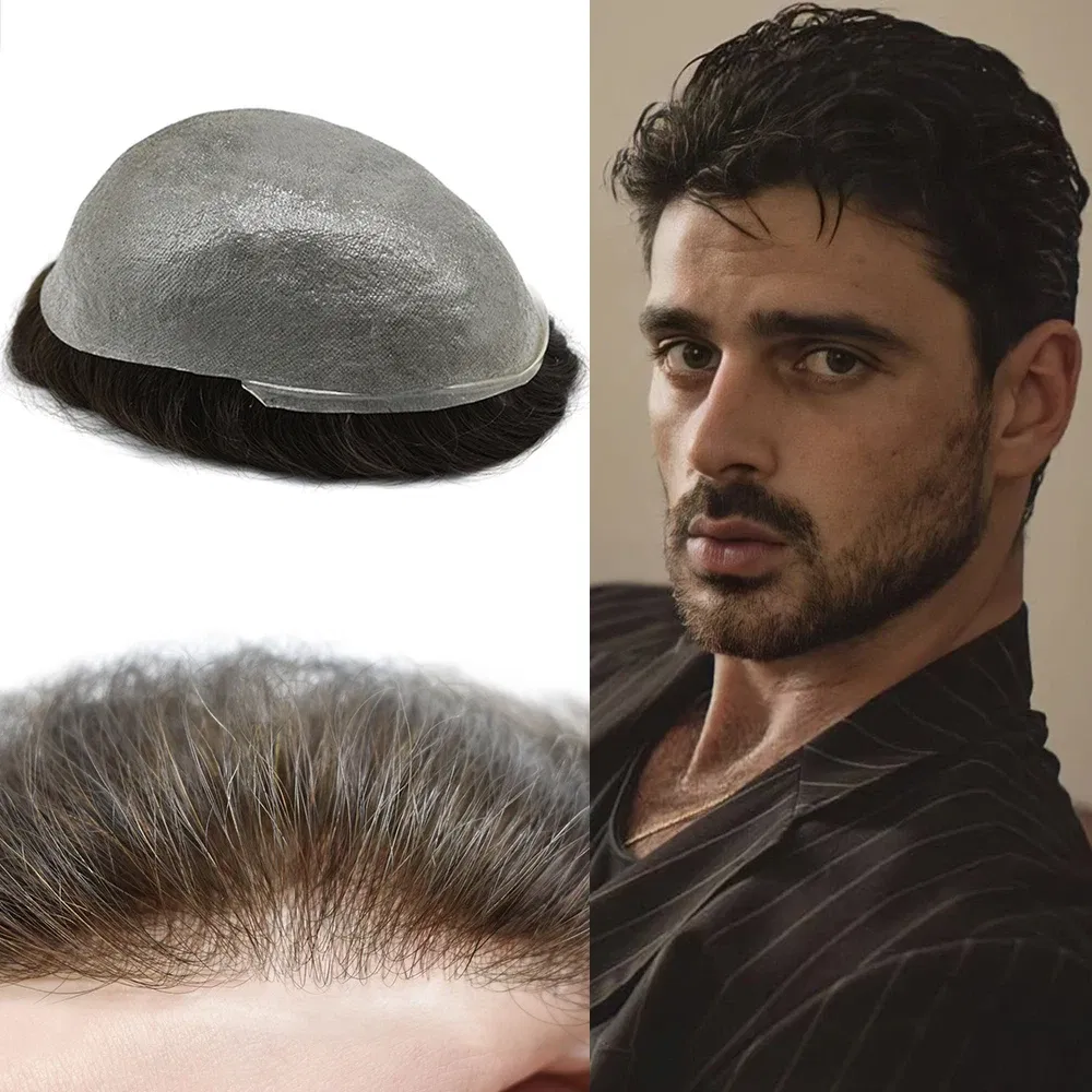 Toupee Color: 1765#, Toupee Density: 90%, Length: 6 inches, Ships From: CHINA, Toupee Size: 8x10 - Men Toupee Hair Systems Ultra Thin Skin 0.06MM V-LOOP Capillary Prosthesis Invisible Hairline Real Human HairPieces Hair Units