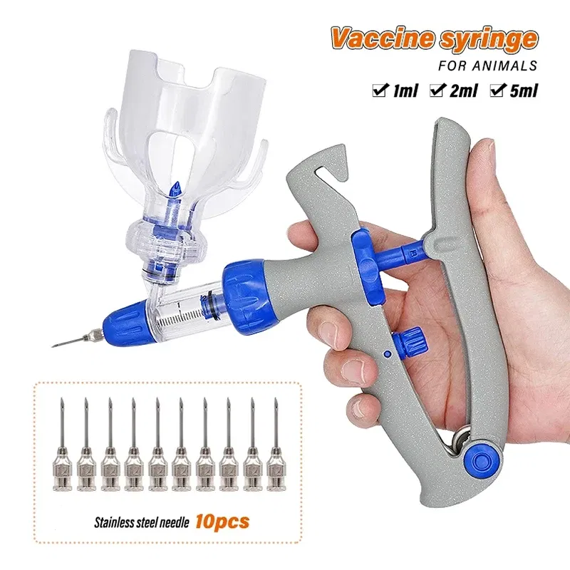 Color: black - 1-10ml Automatic Veterinary Continuous Syringe Animal Injection Adjustable Vaccine for Livestock Pig Cattle Sheep Chicken
