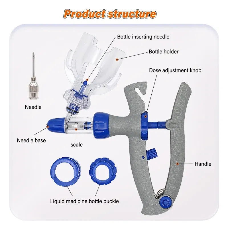 Color: black - 1-10ml Automatic Veterinary Continuous Syringe Animal Injection Adjustable Vaccine for Livestock Pig Cattle Sheep Chicken