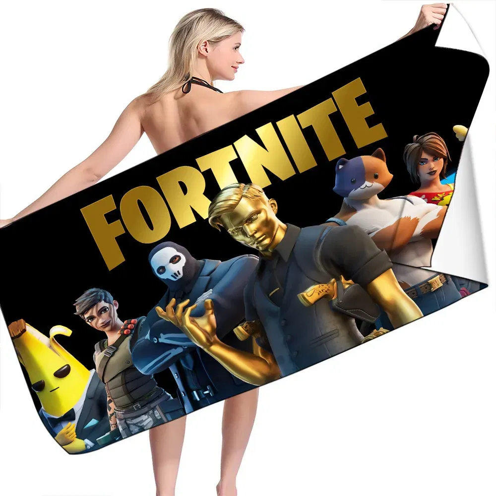 Color: APRICOT, Size: 12" - Fortnite Children Microfiber Bath Towel Boy Girl Soft Wearable Cartoon Bathing Beach Spa Bathrobe Wash Clothing
