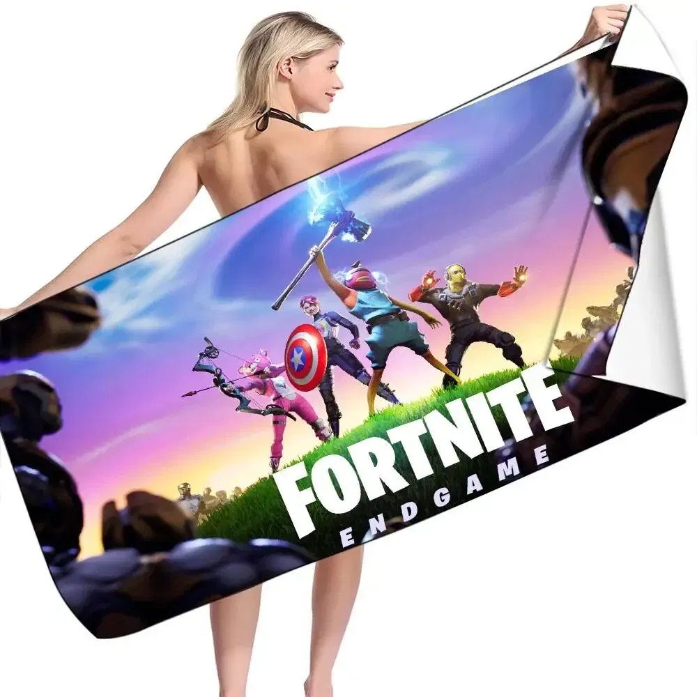 Color: APRICOT, Size: 12" - Fortnite Children Microfiber Bath Towel Boy Girl Soft Wearable Cartoon Bathing Beach Spa Bathrobe Wash Clothing