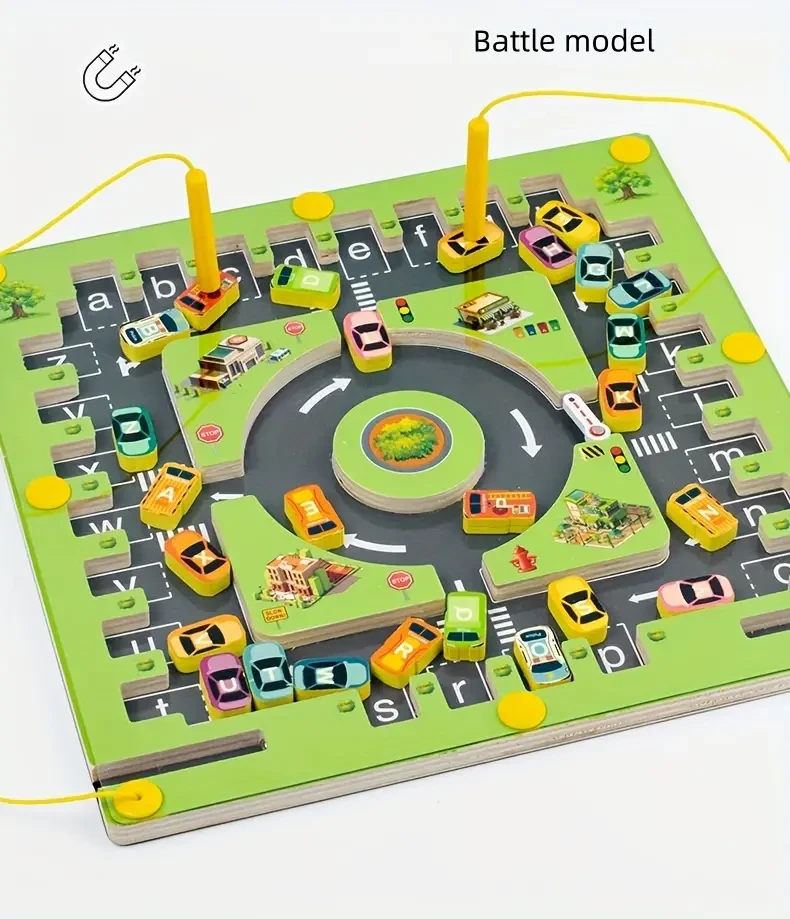 Double Puzzle Toy - Magnetic Alphabet Matching, Cognitive Parking Maze, Pen Grip Training, Hand-eye Coordination, Two-player Battle for Early Education - 2024 New Release, Enhances Problem-Solving Skills, Boosts Creativity, and Fosters Friendly Competitio