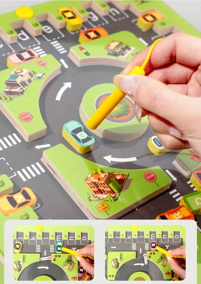 Double Puzzle Toy - Magnetic Alphabet Matching, Cognitive Parking Maze, Pen Grip Training, Hand-eye Coordination, Two-player Battle for Early Education - 2024 New Release, Enhances Problem-Solving Skills, Boosts Creativity, and Fosters Friendly Competitio