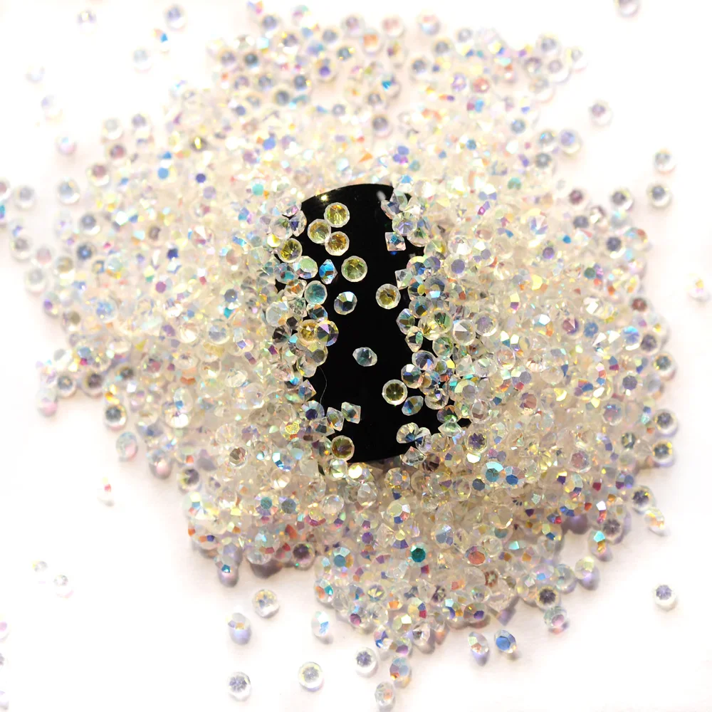 Color: Blue - 1440pcs Shiny Crystal AB Mini Pixie Nail Rhinestones Glitter 3D Micro Diamonds for Nails Art DIY Accessories