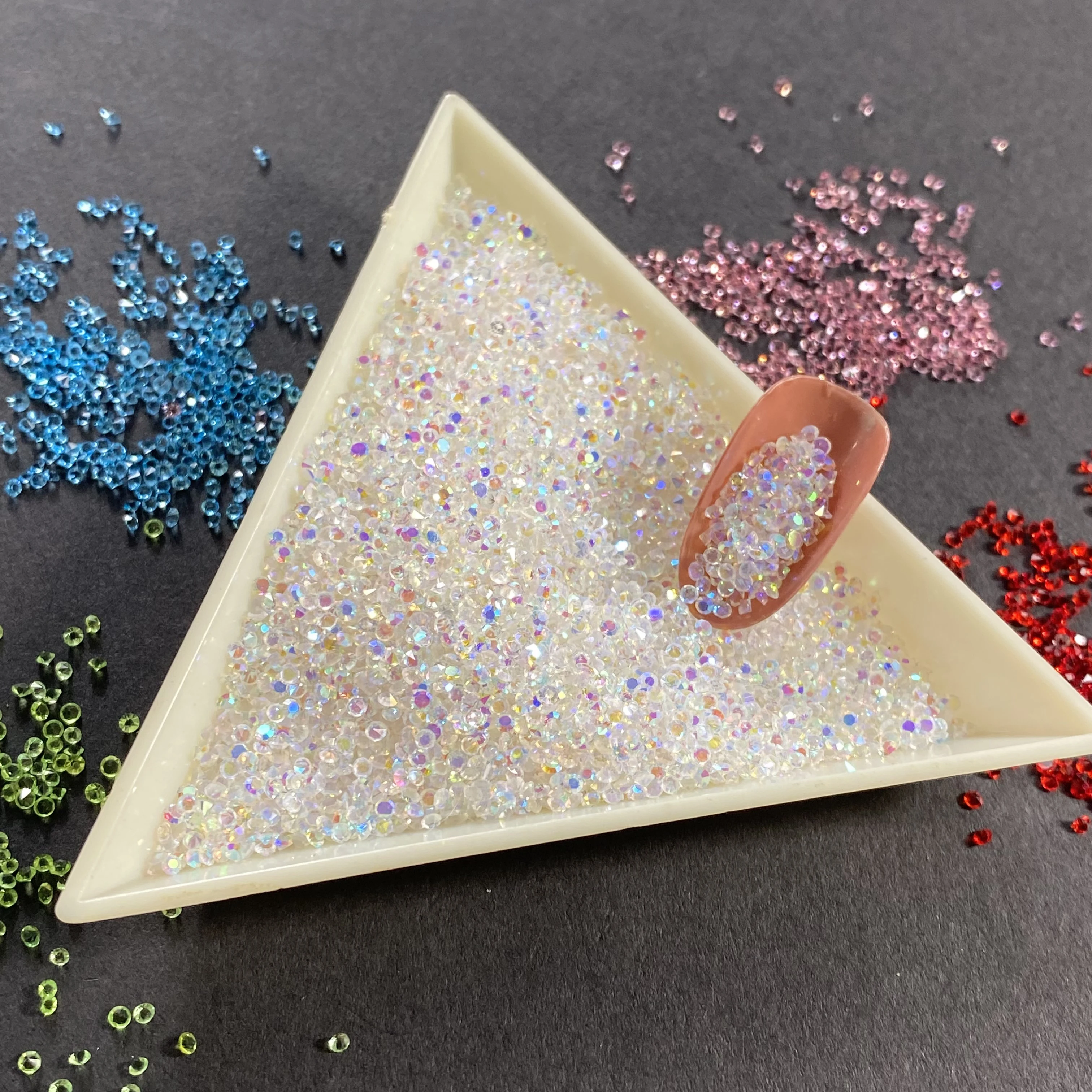 Color: Blue - 1440pcs Shiny Crystal AB Mini Pixie Nail Rhinestones Glitter 3D Micro Diamonds for Nails Art DIY Accessories