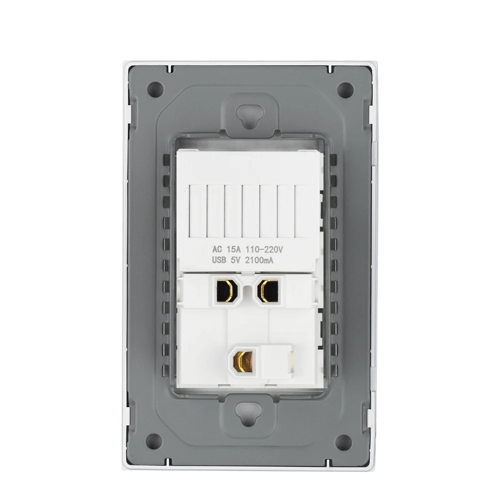 Type: Wall Socket - US Standard Wall Socket with USB Type-C Charging Port 5V 2.1A, 118*72mm PC Panel