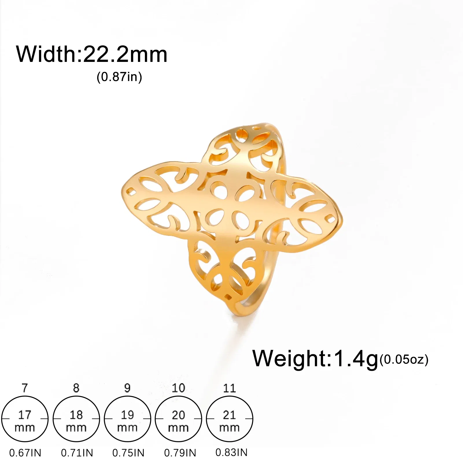 Main Stone Color: Gold, Ring Size: 7 - Skyrim Filigree Ring Stainless Steel Gold Color Elegant Finger Rings Women Bohemian Jewelry Wedding Band Gift Wholesale