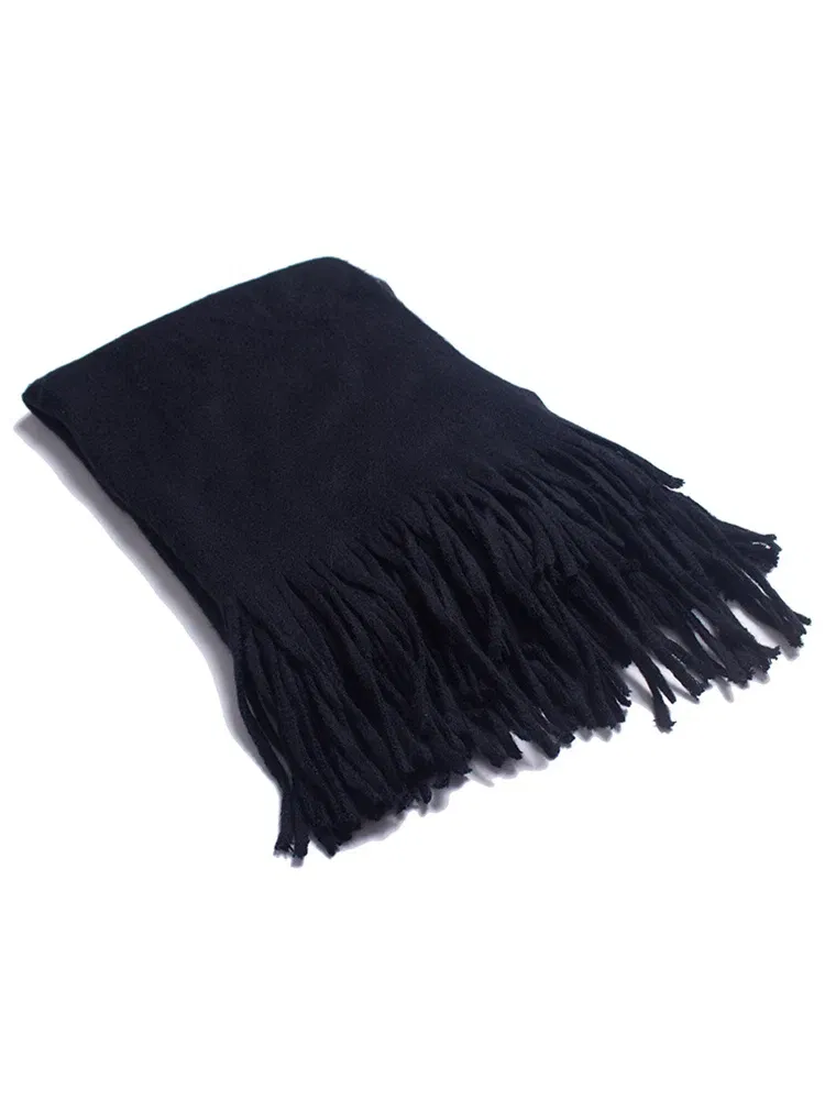 Color: Black Green, Size: One Size - New Knitted Solid Double-Sided Scarf Headscarf Winter Women Lady Men Preppy Style Soft Warm Scarve Mujer Femme Male Wrap Shawl