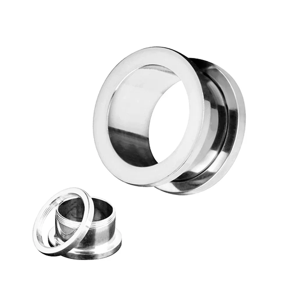 Metal color: Light Yellow Gold Color, Main Stone Color: GRAY - 2PCS Multi Color Steel Screw Fit Tunnel Ear Plug Stretcher Gauge 3-25mm Ear Lobe Tunnel Expander