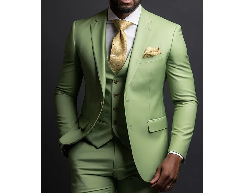 Color: Beige, Size: XS - Green Suits for Men Blazer Single Breasted Notch Lapel Slim Fit Luxury Outfit 3 Piece Jacket Pants Vest Wedding Prom Party Terno