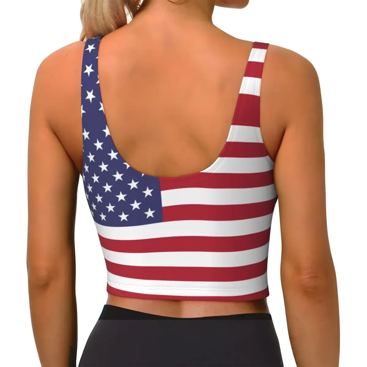 Color: black, Size: XXL - Jnited States Flag Basic Tops Women Samba Sexy V-Neck Yoga Fitness Sports Tops