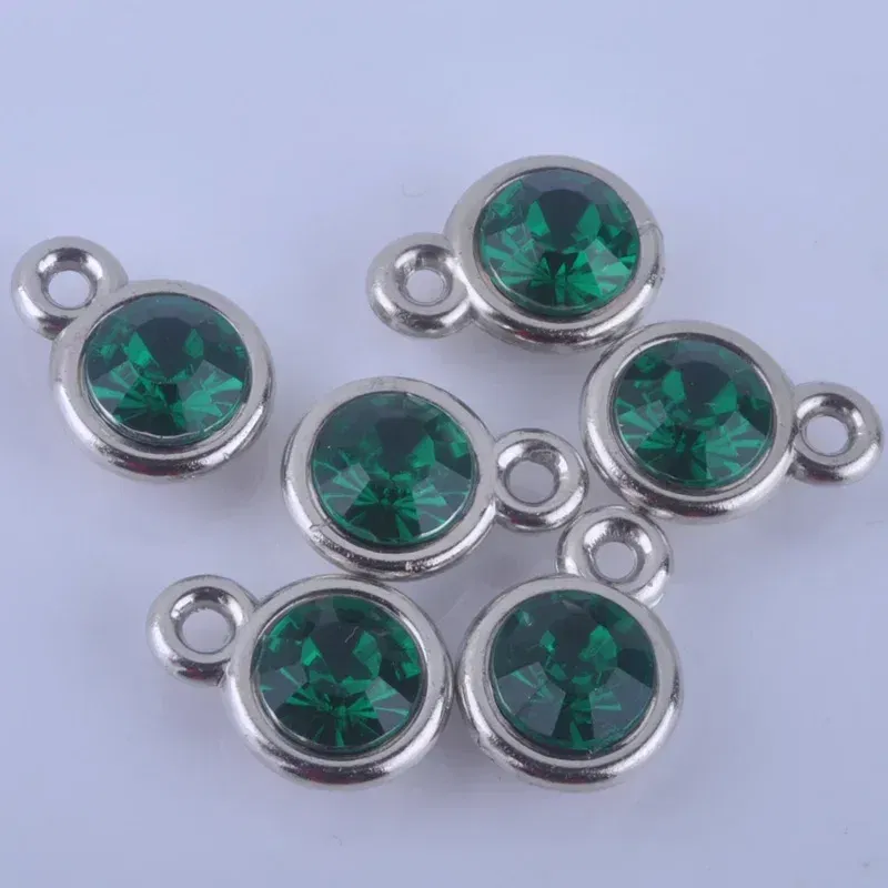 Metal color: Titanium Plated - 150pcs/lot mixed Birthstone charms 11mm Acrylic for DIY jewelry
